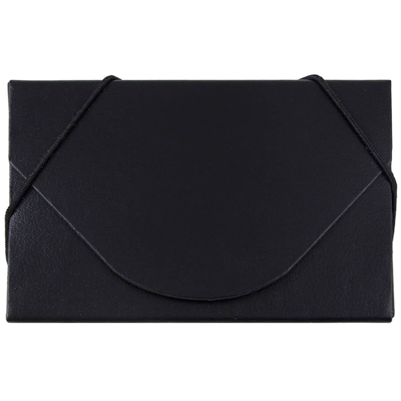 JAM Paper Black Chipboard Business Card Holder Case with Round Flap